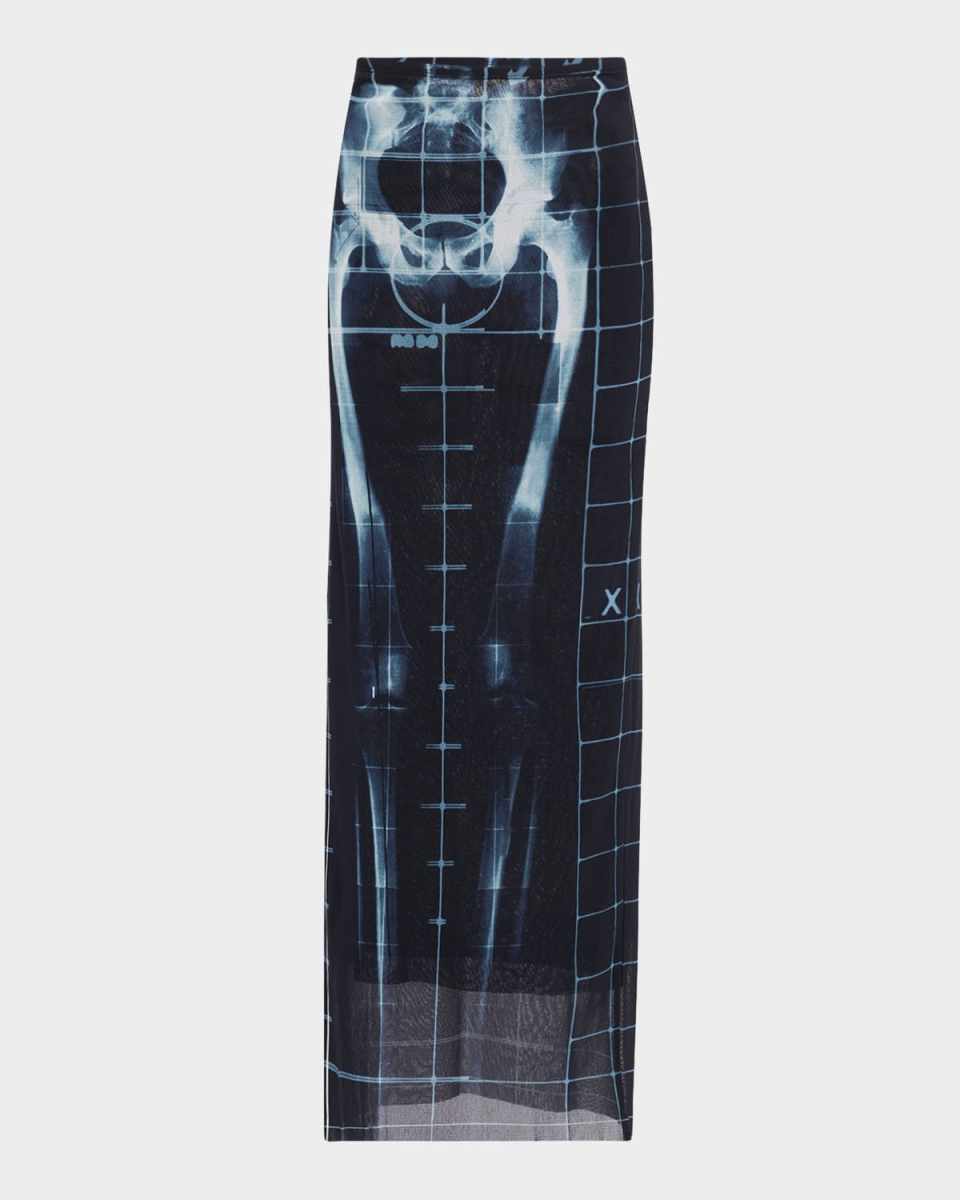 Squeletor X-Ray Printed Mesh Maxi Skirt